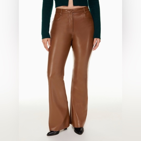 Aritzia Wilfred Beatrix Pants- High Waist Vegan Leather Flare a Pants- Size 2 - Picture 3 of 15